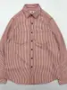 Camisa retro de trabajo juvenil para hombre y mujer estilo japonés ameikaji estilo japonés para pareja colorida a rayas holgada de manga larga