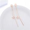 Pendientes largos de borla de acero de titanio con colgante de estrella de personalidad de moda para mujer, pendientes de estrella de cinco puntas con temperamento, joyería de oro rosa