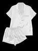 Conjunto de Pijama Curto Europeu e Americano Transfronteiriço com Shorts, Respirável e Fresco, Conjunto de Homewear Duplo Curto Estilo Europeu e Americano Feminino