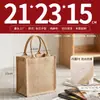 Bolsas de yute personalizadas para comercio exterior, bolsas tote lisas de lino vintage, bolsas de yute personalizadas con logo