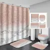 Comercio Electrónico Transfronterizo Cortina de Ducha con Impresión Digital de Mármol Cortina de Ducha Impermeable Juego de Cuatro Piezas Juego de Cortina de Ducha para Baño Suministro Directo del Fabricante