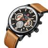 Reloj Reward/Ruiwoda con Movimiento de Cuarzo, Reloj Deportivo Multifuncional, Resistente al Agua, Luminoso, Correa de Cuero, Esfera Grande