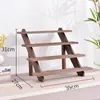Estante de exhibición para cajas sorpresa, organizador de almacenamiento de escritorio multicapa, estante de escalera de madera personalizado para figuras Pop Mart