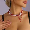 Joia Cruzada Europeia e Americana Doce Cool Gótico Pingente de Gota de Sangue com Franja Colar Halloween Personalidade Gargantilha de Pérolas
