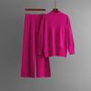 Suéter de cuello redondo con abertura estilo perezoso transfronterizo para mujer, conjunto de dos piezas de suéter suelto suave y ceroso de estilo coreano para otoño e invierno.