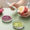 Cuchara Raspadora Doble para Barro para Bebés y Niños Pequeños, Cuchara Serrada para Frutas y Barro para Bebé, Herramienta para Comer Puré de Manzana