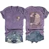 La Maternidad Es Reino Sitio Independiente de Amazon Camiseta de Manga Corta con Cuello en V para Mujer, Moderna y Elegante, con Estampado Delantero y Trasero