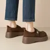 Zapatos Birkenstock Retro de Moda con Velcro para Commuter, Suela Gruesa para Mujer, Mocasines de Gamuza de Cobertura Total, Estilo Británico, que Aumentan la Altura, Versátiles