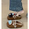 Pantuflas Casuales Cerradas Lindas de Dibujos Animados de Otoño para Mujer 2026 Nuevas Versátiles Pantuflas de Suela Gruesa que Hacen que los Pies Parezcan Más Pequeños, Estilo Birkenstock