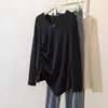 Otoño 2026 Nuevo Camiseta de Manga Larga Holgada Talla Grande para Mujer Top Irregular Base Gruesa