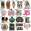 Adesivos de Tecido Bordados Aka Sisterhood Rosa e Verde Patches Decorativos de Desenho Animado Emblemas Bordados Patches Acessórios para Roupas Cola Hot Melt