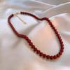 Collar de Cuentas de Perla de Vidrio Ankora Rojo para Mujer Otoño e Invierno Sentido de Alta Gama Accesorios Cadena de Lana Collar de Frijol Rojo Acacia