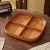 Bandeja rectangular imitación madera con dos asas, bandeja para servir para uso doméstico, bandeja de plástico portátil para tazas de té para el té de la tarde
