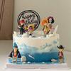 Decoraciones para Pastel de One Piece Adornos de Barco Pirata Dibujos Animados Road Feasolon Tema de Cumpleaños Vestir Mesa de Postres Adorno para Insertar