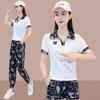 Conjunto Esportivo Feminino Verão Tamanho Grande Moda Novo Estilo Coreano Solto Emagrecimento Elegante Gola POLO Casual Conjunto Moderno de Duas Peças