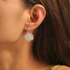 Aretes colgantes elegantes transfronterizos europeos y americanos, lujo ligero exagerado, girasol dorado, para mujer, red de celebridades, flor de sol, acero de titanio chapado en oro
