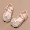 Sapatos de Meninas Sapatos de Princesa 2024 Primavera e Outono Novos Sapatos de Couro Pequenos Infantis Outono Bebê Cristal Strass Brilhante Sapatos Únicos