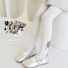 Primavera e Outono Meninas Lado Pingente de Flor de Cinco Pétalas Meia-calça Média-espessura Leggings Infantis Roupa Calças Femininas Combina com Tudo