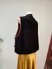Novo Colete com Gola Alta e Padrão Rachado Estilo Nacional Chinês Outono 2026 Novo Retro Capa Outerwear Colete Emagrecedor Solto