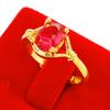 Anillo de Oro Arena Vietnamita Imitación Diamante Anillo de Gema de Color Accesorios de Latón Duraderos Color Turmalina Anillo Abierto Artificial para Mujer