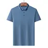 Camisa Polo para Hombre de Manga Corta de Seda de Hielo Verano Delgada con Cuello Camisero para Hombre de Negocios de Mediana Edad y Joven Camiseta