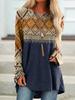 Estación independiente transfronteriza Vestido retro de estilo étnico de manga larga estampada con cuello redondo europeo y americano falda de mujer de primavera y otoño