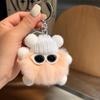 Lindo llavero con colgante de bola de carbón pequeña de piel de conejo Rex, colgante de muñeco de peluche para mochila escolar, llavero de coche con muñeco de dibujos animados.