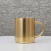 Caneca de café com rosto brilhante de aço inoxidável 304, copo banhado a cobre, copo de bebida de camada dupla, 400ml, logotipo a laser