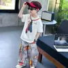 0651 Conjunto de Verano para Niños Estilo Coreano Moda Infantil Pantalones Anti-Mosquitos Manga Corta Pantalones Largos Conjunto de Dos Piezas 2026 Nuevo Modelo de Verano