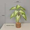 Planta Verde Artificial 9 Cabezas Malanga Silvestre Lirio de Calas Decoración del Hogar Accesorio de Fotografía Modelo de Hoja Octagonal Decoración de Habitación Syngonium