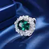 Juego de joyería transfronterizo con anillo clásico con forma de diamante de esmeralda simulada, pendientes y colgante, un juego de tres piezas de estilo europeo y americano