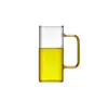 Taza de Vidrio de una Sola Capa con Mango de Color Cuadrado para el Hogar, Alta Apariencia, Vidrio Transparente, Taza para Beber Jugo de Frutas, Té de Leche, Hogar