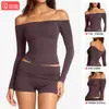 Camiseta de Manga Larga Asimétrica Transfronteriza para Mujer, Nueva Ropa Deportiva Ajustada de Manga Larga para Entrenamiento de Pilates, Tops de Yoga para Mujer