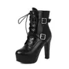 Hebilla de Cinturón de Moda Botines Cortos Martin con Cordones Plataforma Tacón Ultra Alto Botas para Discoteca Botas de Caballero 40-47 Botas de Comercio Exterior