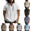 Camisa de Algodão e Linho Europeia Camiseta de Praia Moletom com Capuz Moletom com Capuz de Manga Curta Primavera Verão Casual Masculino