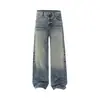 N9746 Jeans Masculino Solto High Street Americano Unissex Design Lavado King Vaca Padrão Bigode de Gato Retro High-End