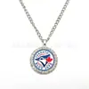Liga Americana de Beisebol Transfronteiriça (Mlb) Todas as 30 Equipes Blue Jays Yankees Colar Pingente Redondo de Liga Metálica Cravejado com Diamantes