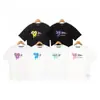 Marca de moda europeia e americana estampa de logo graffiti letra palma camiseta de manga curta solta masculina e feminina casual solta manga curta