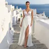 2025 Europeu e Americano Exportação Transfronteiriça Novo Vestido de Noiva Amazon Wish Sexy Renda Fenda Vestido de Festa Atacado