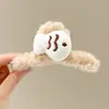 Presilha de cabelo de pelúcia cor de café estilo coreano, um acessório de cabelo sofisticado e versátil para mulheres, tamanho grande, realça o volume do cabelo, estilo presilha de tubarão