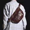 Bolso bandolera para hombre de gran capacidad, casual, con diseño plisado, personalidad, para el pecho, moderno, de calle, para motocicleta, retro, de negocios
