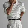 Suéter tipo Polo Estilo Old Money para Hombre Cuello Solapa Cuello en V Cuello de Gaviota Manga Larga Tejido de Punto Primavera Otoño Invierno Fábrica Transfronteriza Venta al por Mayor