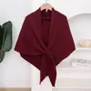 Chal triangular de otoño e invierno, para mujer, agradable a la piel, moderno, versátil, bufanda tejida de color liso, elegante y chic, chal casual