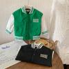 Traje de Béisbol con Alfabeto Estampado para Niño Japonés Chaqueta High Street para Niños Primavera y Otoño Cuello Chaqueta de Aviador Guapo