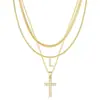 Amazon Transfronterizo Nuevo Collar con 26 Letras Iniciales Moda Colgante de Cruz Personalizado Collar Multicapa Joyería para Mujer