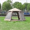 Tienda Hexagonal Automática de Apertura Rápida para Acampar al Aire Libre con Puerta Doble y Ventanas de Piso a Techo de Cuatro Lados, Tienda de Jardín de Lujo que se Abre en un Segundo