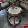 Mesa de té de mahjong en forma de abanico, estante de almacenamiento de madera maciza y losa de piedra para hotel, juego de té para sala de ajedrez y cartas, mesa de té anti-quemaduras para sala de té
