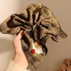 Otoño Invierno Estilo Coreano Cuadros Lazo para el Pelo de Intestino Grande Mujer 2026 Nuevo Gama Alta Súper Grande Cuerda para Moño Flor en la Cabeza Accesorios para el Cabello