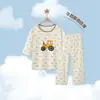 26 Conjunto de Pijama de Dos Piezas para Niños y Niñas de Manga Tres Cuartos y Pantalón Largo de Verano para Niños Mayores con Estampado de Dibujos Animados Cuello Redondo