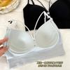 Algodão Gaze Sexy Decote em V Vazado Laço Costas Lindas Roupa Íntima Tudo-Em-Um Bojo Fixo Anti-Flacidez Anti-Exposição Sutiã